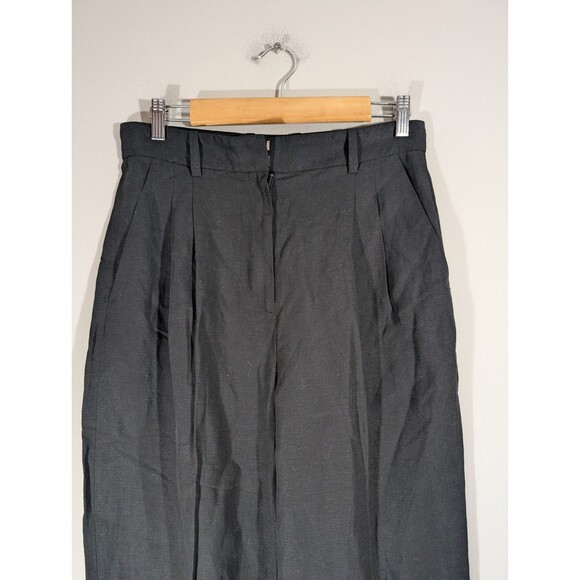 Club Monaco Womens Black Linen Blend Wide Leg Pants Sz 8 Lagenlook Mature Classy - Picture 3 of 9